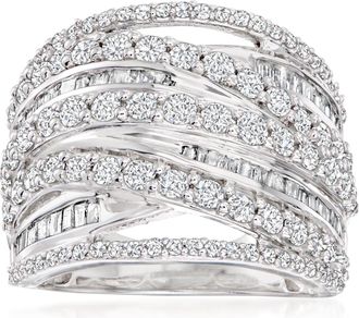 Ross-Simons Round and Baguette Diamond Highway Ring in Sterling Silver