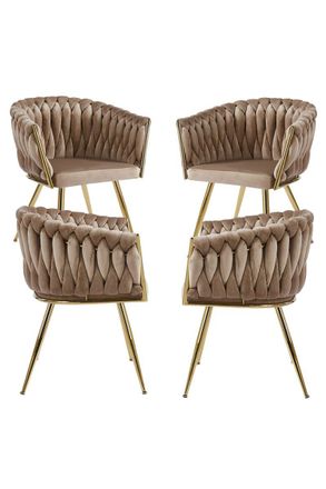 Regalos Miguel Packs Sillas Comedor - Pack 4 Sillas Widny Golden Terciopelo - Champ&aacute;n