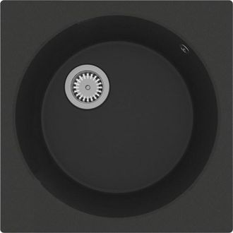 vidaXL Fregadero De Cocina Con Rebosadero Granito Negro Vidaxl