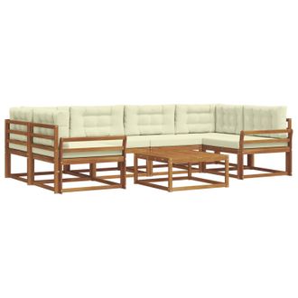 vidaXL Conjunto De Sof&aacute;s De Exterior Con Coj&iacute;n 7 Pcs Natural Y Crema Vidaxl