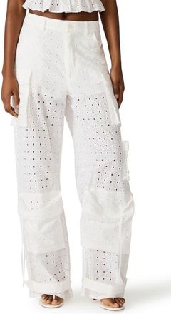 Steve Madden Cotton Eyelet Cargo Pants in White at Nordstrom, Size X-Large