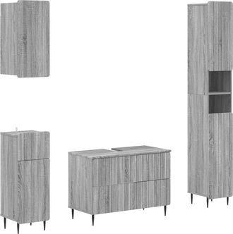 vidaXL Juego De Armarios De Ba&ntilde;o De 4 Piezas Zwolle Sonoma Gris Vidaxl