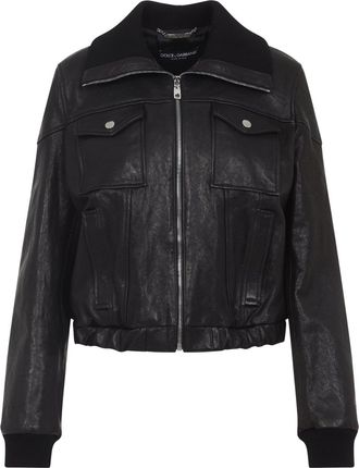 Dolce & Gabbana Black Leather Jacket-Donna