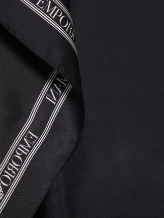 Emporio Armani Logo-Print Silk Scarf - Black
