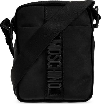Moschino Logo Messenger Bag - Heren - Schoudertassen - Zwart - ONE Size - Leer - Tassen