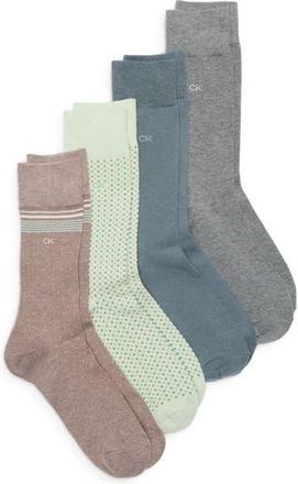 Calvin Klein 4-Pack Assorted Dress Socks in Green Assorted at Nordstrom Rack