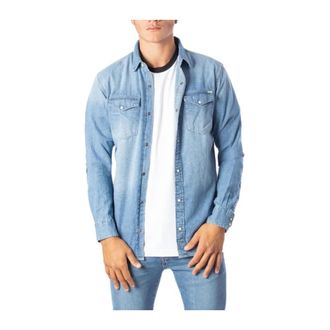 Jack & Jones Blauwe Jeans Overhemd met Lange Mouwen - Heren - Spijkeroverhemden - Blauw - XS - Katoen - Overhemden
