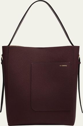 Valextra Secchiello Medium Leather Bucket Bag