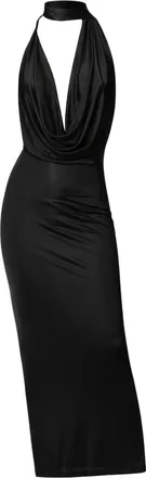Amazu&igrave;n Womens Dress Vivienne Satin Black Viscose