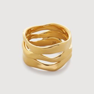 Monica Vinader Gold Wave Triple Ring
