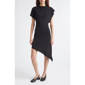 Sandy Liang Sonar Asymmetric Jersey Cutout Dress in Black at Nordstrom, Size X-Small
