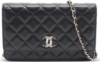 Chanel 2021 matelasse portemonnee met ketting - Zwart