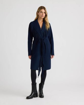 NVLT Womens Eyelash Mink Wrap Fringe Coatigan