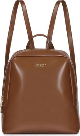 Kazar Minimalistische bruine rugzak met gouden hardware - Dames - Rugzakken - Bruin - ONE Size - Leer - Tassen