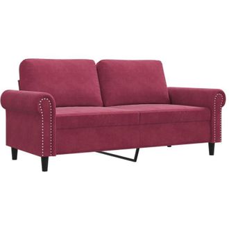 vidaXL Sof&aacute; De 2 Plazas De Terciopelo Rojo Tinto 140 Cm Vidaxl