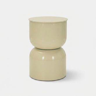Les Tendances Mesa Auxiliar Redonda De Metal Para Sal&oacute;n Oyi - Beige