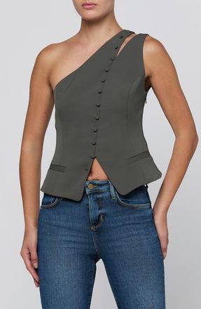 L'agence Zinnia One Shoulder Vest in Ash Olive at Nordstrom, Size X-Small