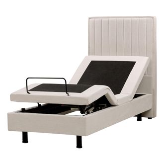 Beliani Cama Articulada El&eacute;ctrica Moderna Mando A Distancia Ajustable Tapicer&iacute;a De Tela Beige Claro 80 X 200 Cm Duke Ii