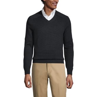 Lands End School Uniform Young Cotton Modal V-neck Sweater in Black at Nordstrom, Size X-Large