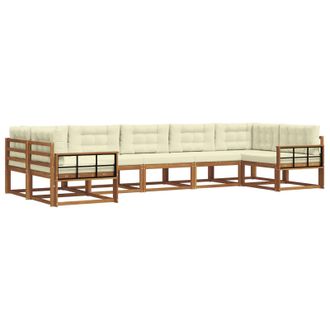 vidaXL Conjunto De Sof&aacute;s De Exterior Con Coj&iacute;n 7 Pcs Natural Y Crema Vidaxl