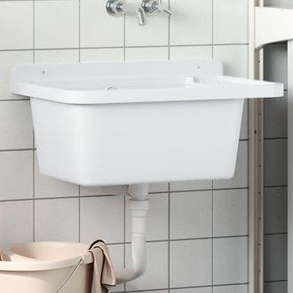 vidaXL Vidaxl - Fregadero Utilitario De Pared Resina Blanco 60x40x28 Cm