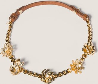 Miu Miu Metal and leather necklace