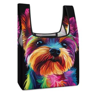 Generic Yorkshire Terrier Shopping Bag Reusable Grocery Tote Bag Foldable Handbag for Travel Picnic