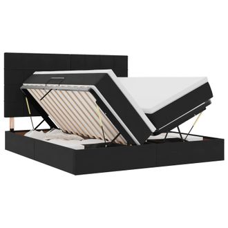 vidaXL Cama De Almacenamiento Led Con Colch&oacute;n Negro 180 X 200 Cm Vidaxl