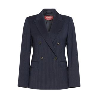 Max Mara Dames, Jassen, Blauw, Maat: 2XL Wol