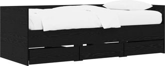 vidaXL Cama De D&iacute;a Con Caj&oacute;n Roble Negro Madera De Ingenier&iacute;a Vidaxl