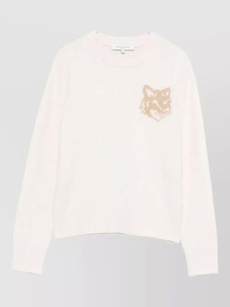 Maison Kitsun&eacute; fox head wool crew neck sweater