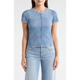 Current Elliott 3D Printed Jersey Crop T-Shirt in Denim Digital Print at Nordstrom Rack, Size X-Small