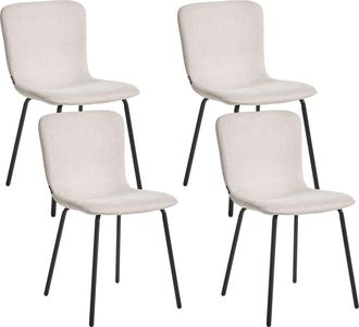 Beliani Set Di 4 Sedie Da Pranzo In Tessuto Rivestimento In Tessuto Sala Da Pranzo Beige Chiaro Caldwell