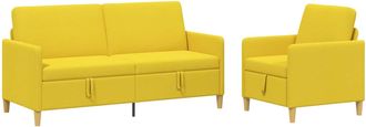 vidaXL Juego De Sof&aacute;s Con Almacenamiento 2 Uds. Amarillo Claro Vidaxl