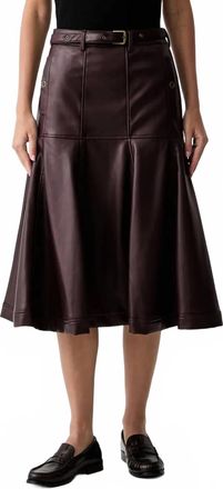 Silvian Heach Elodie Belted Faux Leather Midi Skirt In Chocolate Brown