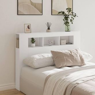 Berkfield Home LED Headboard White 140x18.5x103.5 cm Engineered Wood