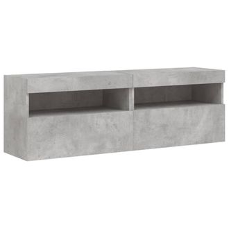 Berkfield Home TV Wall Cabinets with LED Lights 2 pcs Concrete Grey 60x30x40 cm | Size: 60 x 30 x 40 cm
