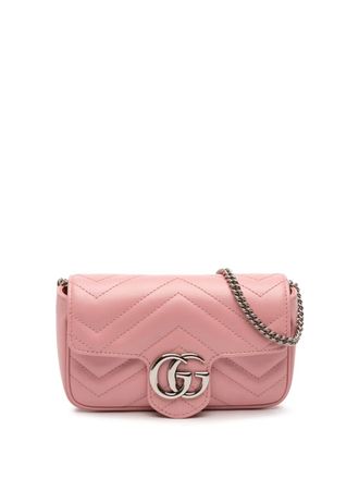 Gucci 2016-2025 Mini GG Marmont Matelasse Leather Flap crossbody bag - women - Calf Leather - One Size - Pink