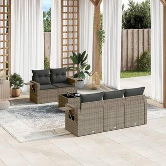 vidaXL Vidaxl - Set De Muebles De Jard&iacute;n 6 Pzas Y Cojines Rat&aacute;n Sint&eacute;tico Gris