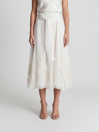 Forte_Forte Gonna Reiss midi con ricami floreali