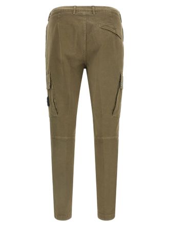 Stone Island Garment-Dyed Stretch Cotton Cargo Pants - Green