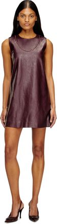Diesel Burgundy sleeveless mini dress in coated fabric - Dresses - Woman - Red