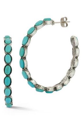 Sphera Milano Turquoise Hoop Earrings in Silver at Nordstrom Rack