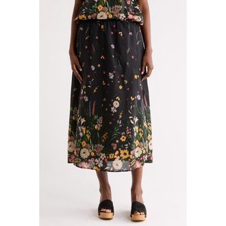 Daniel Rainn Floral Border Maxi Skirt in Black at Nordstrom Rack, Size X-Small