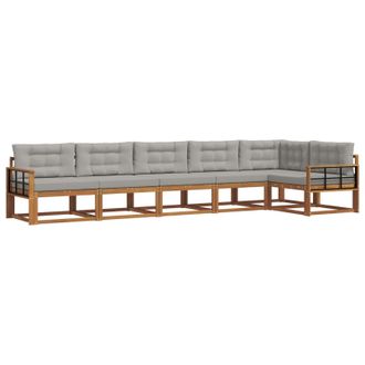 vidaXL Set Di Divani Da Esterno 6 Pz Naturale E Grigio Chiaro Vidaxl