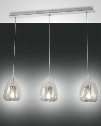 Fabas Luce Britton Lampadario A Sospensione In Vetro Trasparente D.22cm 3 Luci Attacco E27