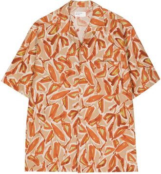 Universal Works Artist Flower linen-cotton shirt - men - Linen/Flax/Cotton - M - Orange