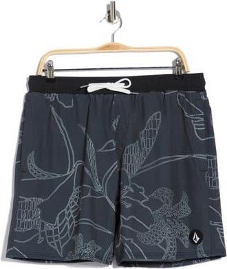 Volcom Manic Print Swim Trunks in Black at Nordstrom Rack, Size Xx-Large