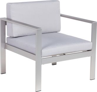 Beliani Beliani - Silla De Jard&iacute;n De Aluminio Gris Claro Fundas De Coj&iacute;n Poli&eacute;ster Moderno Terraza Exterior Interior Salerno