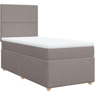 vidaXL Cama Box Spring Con Colch&oacute;n Tela Gris Taupe 90x200 Cm Vidaxl